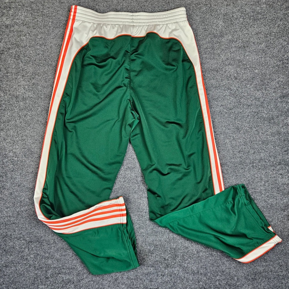 Vintage Adidas Track Pants Men's XL Green Orange Three Stripe Baggy Y2K 2000s - Picture 7 of 12